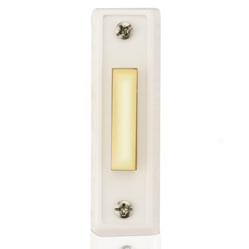 Newhouse Hardware LED Lighted Sturdy Plastic Door Chime Push Button BT3WL White | Classic Rectangular Lighted Door Bell Button | Replacement Wired Doorbell Button for Most Door Bell Chimes - Image 1